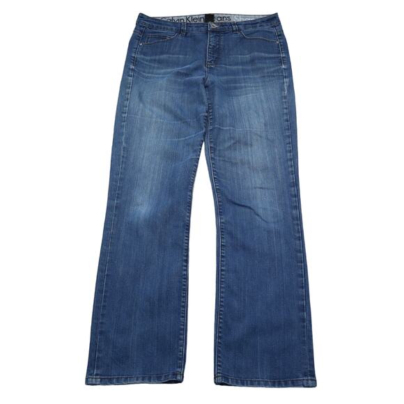 Calvin Klein Pants Womens 32 Blue Flat Front 5 Pocket Design Shape Jeans Bottoms - Picture 1 of 16